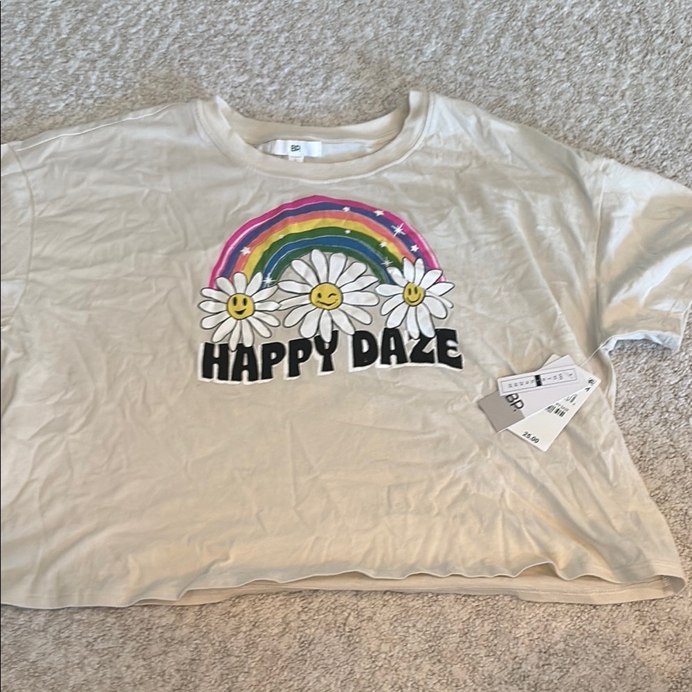 BP Cream Tee with Rainbow and Daisies brand new!